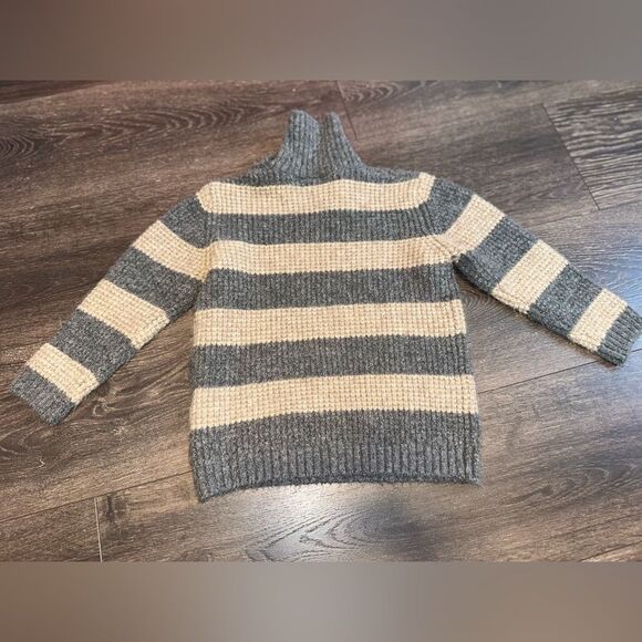 Zara (4-5 years) Grey/Tan Striped Turtleneck Knit Sweater - Picture 5 of 7